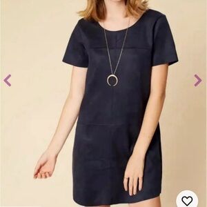 Altar’d State Black Faux Suede Short Sleeve Shift T Shirt Dress
